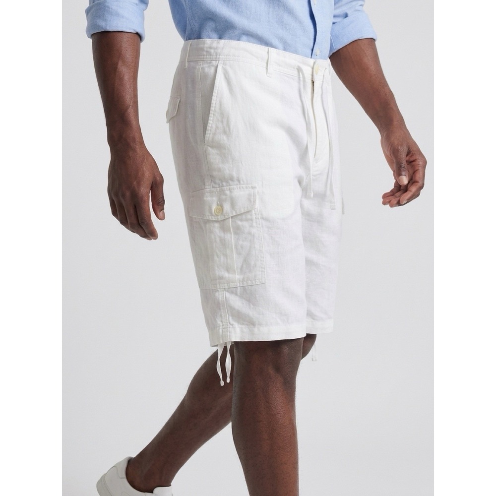 (10/b47)Cubavera Mens Linen Blend Cargo Short in Natural Size 38